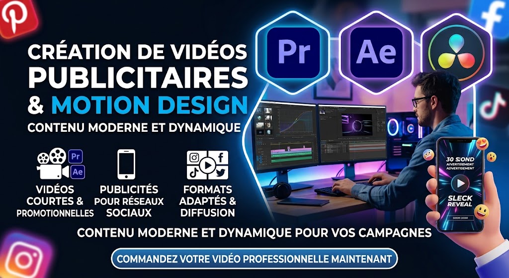 Création de vidéos publicitaires et Motion Design